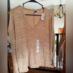 Old Navy Light Brown V-Neck Pullover